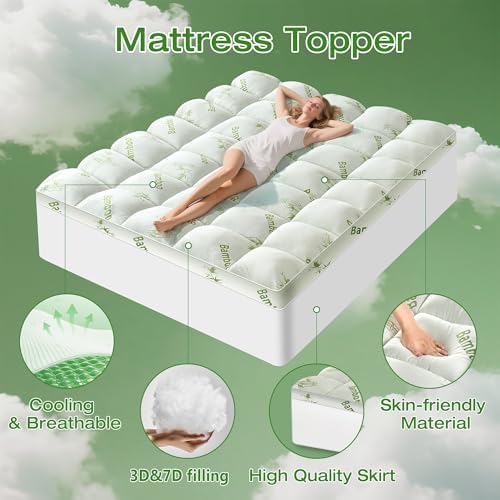 Mattress Topper King Size Viscose Derived from Bamboo, Thick Soft Pillow Top - Image 2