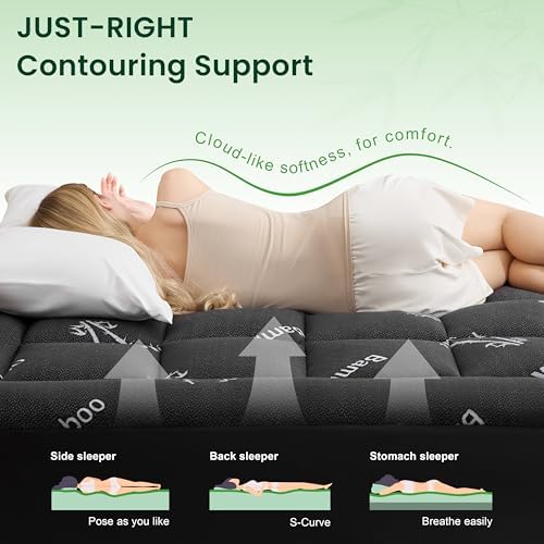 Love's cabin Twin XL Mattress Topper Viscose Derived from Bamboo, Thick Pillow - Image 3