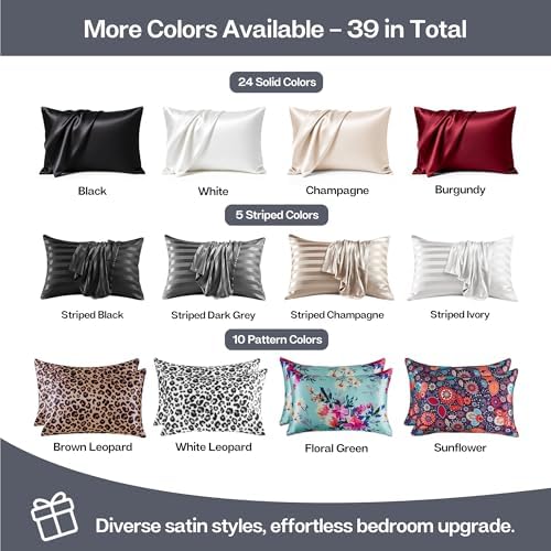 MR&HM Satin Pillowcase 2 Pack, King Size 20"x36", Space Grey - Image 7