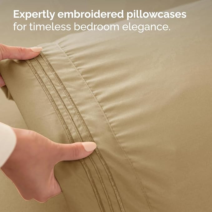 Twin XL Size 3 Piece Sheet Set - Comfy Breathable & Cooling Bed Sheets Set - Hotel Luxury Bedding for Women, Men, Kids, Teens, Boys & Girls - Deep Pockets, Ultra-Soft, Wrinkle Free - Oeko-Tex - Beige