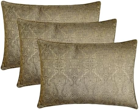 Antique Gold Luxury Lumbar Pillow Cover 12" x 24" | Contemporary Jacquard - Image 7
