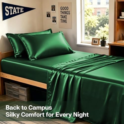 MR&HM Satin Pillowcase 2 Pack, Standard Size 20"x26", Dark Green - Image 5