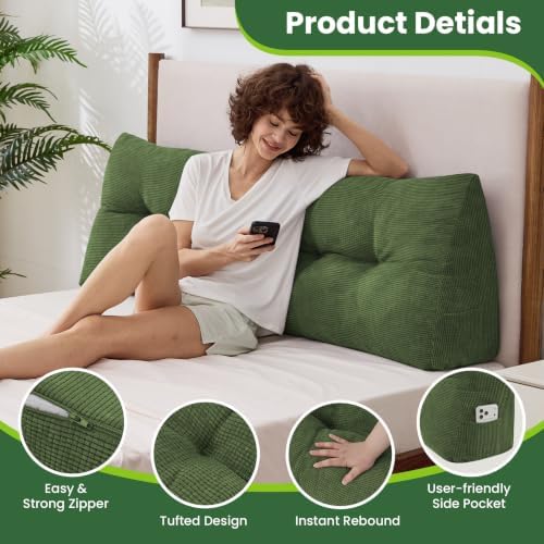 Headboard Pillow Twin, Triangle Bed Wedge Pillow - Image 5