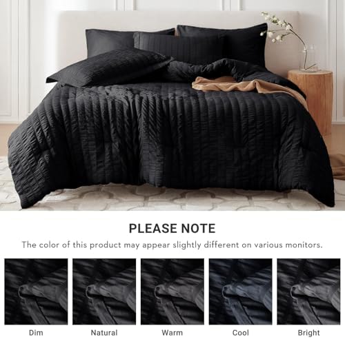 MUXHOMO 7 Pieces Full Comforter Set, Seersucker Bed in a Bag Full Size - Image 5
