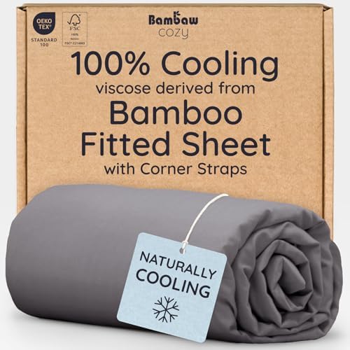 Bambaw 100% Viscose Derived from Bamboo Fitted Sheet Full Size, Cooling Fitted by Bambaw