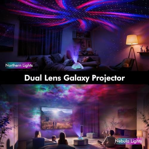 Rossetta Dual Lens Galaxy Star Aurora Projector Night Light for Bedroom - Image 2