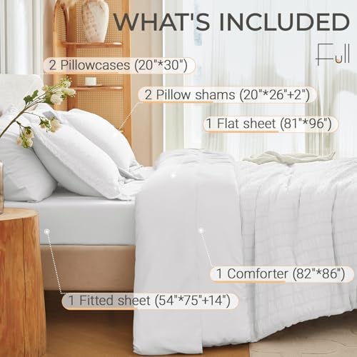 MUXHOMO 7 Pieces Full Comforter Set, Seersucker Bed in a Bag Full Size - Image 4