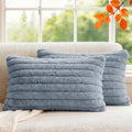 Set of 2 Decorative Throw Pillow Covers 20x12 Faux Fur Light Blue by MEGAYESHome
