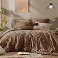 Monbix Oversized King Comforter Set 7 Pieces Brown Bed in a Bag by Monbix