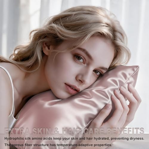 LYSHIN Pink Silk Pillowcases 2 Pack Queen Size - Image 3