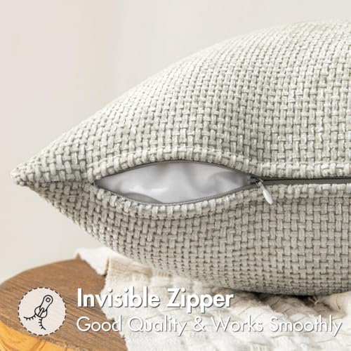 MIULEE Dercorative Lumbar Throw Pillow Covers 12x20 Inch Grey-White 2 Pack - Image 5