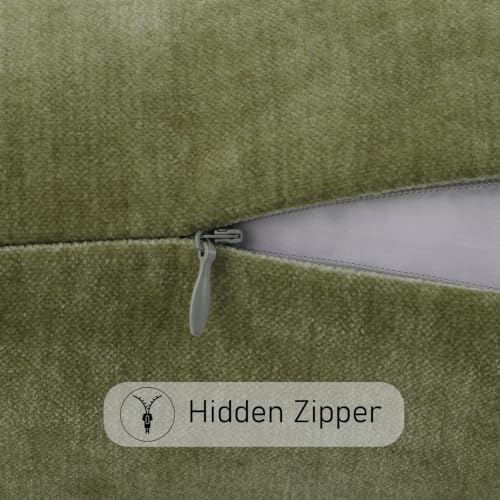 JoraLion Chenille Lumbar Pillow Covers 20x20 inch Olive Sage Green - Image 5