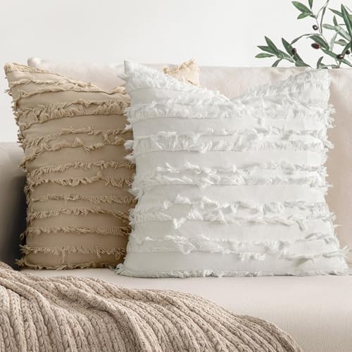 MIULEE Boho Linen Striped Throw Pillow Covers 18x18 - Image 4