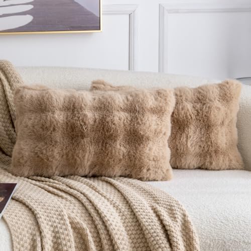 MADIZZ Pack of 2 Thick Plush Faux Wool Throw Pillow Covers Soft Boho Throw by Madizz