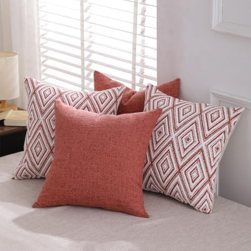 HPUK Throw Pillow Covers 20x20, 4 Pack, Coral Textured Couch Pillow Covers - Image 6