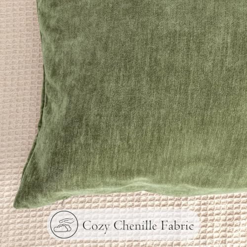 JoraLion Chenille Lumbar Pillow Covers 18x18 inch Olive Sage Green - Image 4