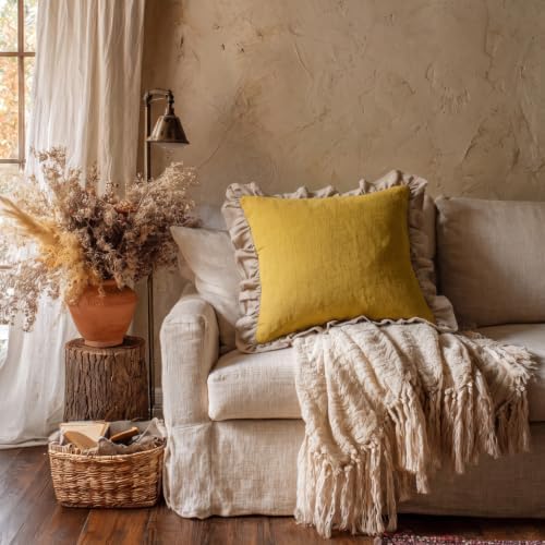 patdrea Vintage Yellow Linen Throw Pillow Covers - Image 3