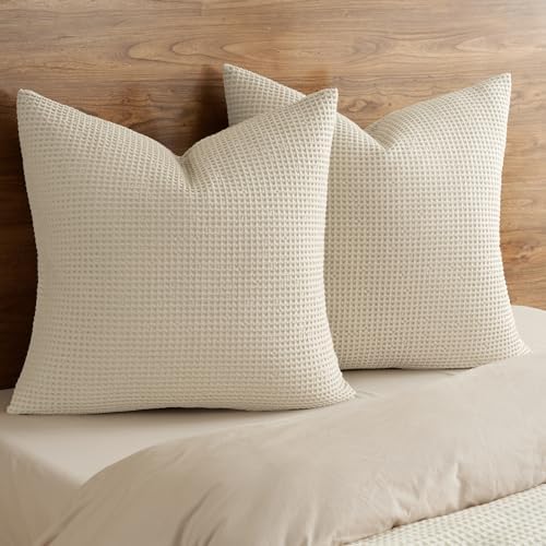 PHF Cotton Waffle Euro Shams 26" x 26", No Insert by PHF