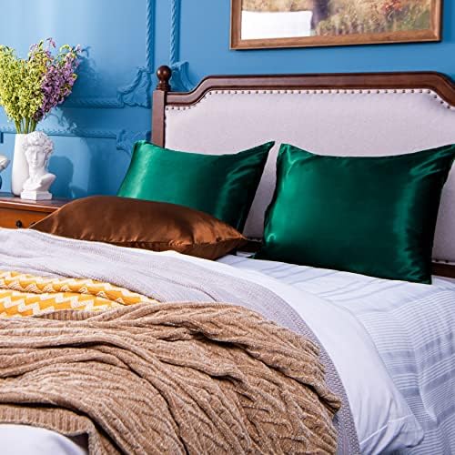 NTBAY Standard Satin Pillowcases, Dark Green - Image 5