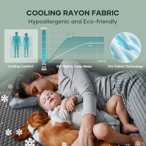 OhGeni 100% Waterproof Mattress Protector, Twin Size Gray Bamboo Viscose Top - Image 3