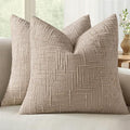 MIULEE Chenille Textured Euro Throw Pillow Covers Oatmeal 26x26 Set of 2 by MIULEE
