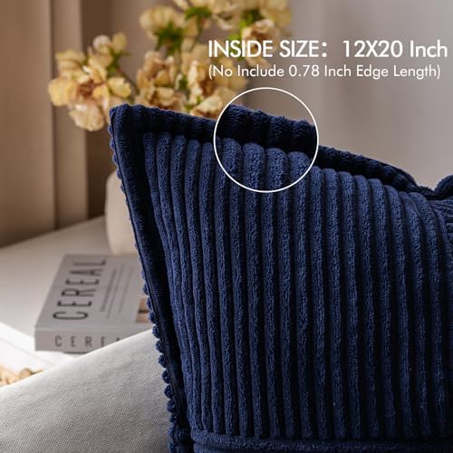 MIULEE Decorative Lumbar Throw Pillow Covers 12x20 Inch Navy Blue 2 Pack - Image 2