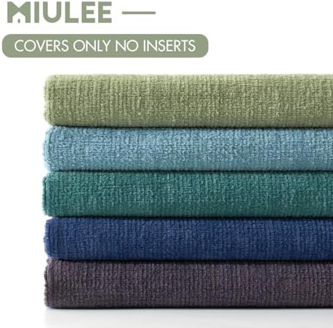 MIULEE Teal Chenille Couch Euro Throw Pillow Covers - Image 6