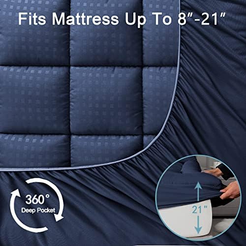 HYLEORY Full Mattress Pad Quilted Fitted Mattress Protector Cooling Pillow Top - Image 5