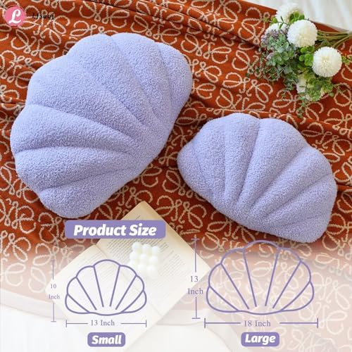 Lfsaaj Lavender Seashell Throw Pillows, Shell Shaped Throw Pillows, 13 Inch - Image 3