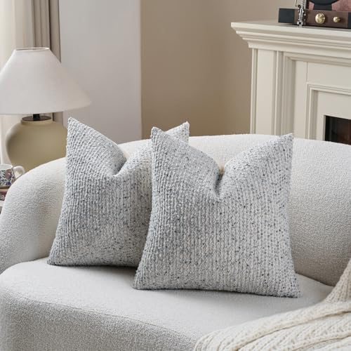 DEZENE 20x20 Blue Throw Pillow Cover Textured Boucle Striped Chic Morden Boho - Image 5