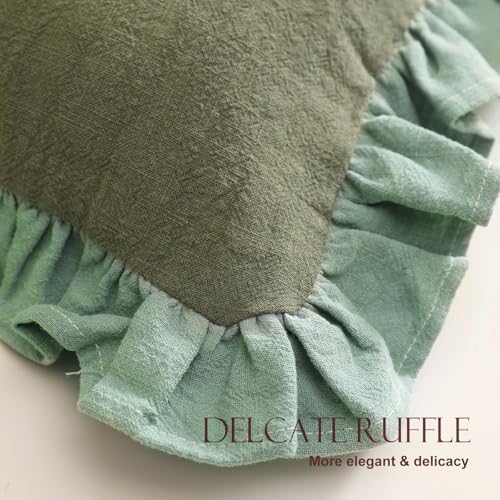 patdrea Vintage Green Linen Throw Pillow Covers - Image 6