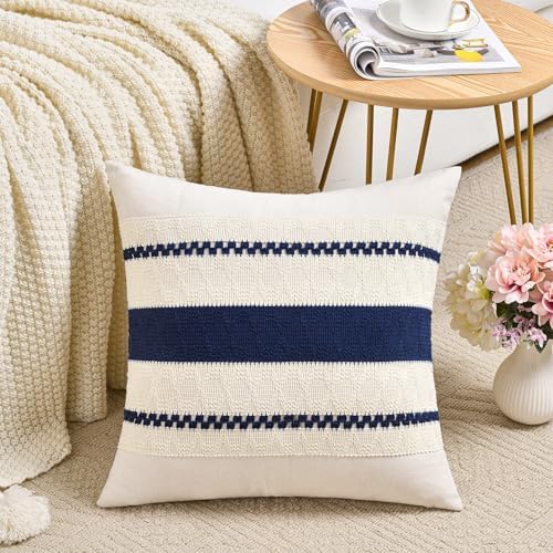 Fancy Homi Set of 2 Navy Blue Decorative Throw Pillow Covers 20x20 Inch - Image 2