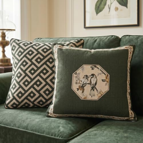ISAENNE Vintage Elegant Linen Square Throw Pillow Cover - Image 4