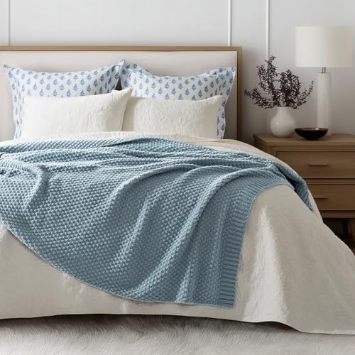 EVERGRACEHOME Chunky Chenille Knit Throw Blanket, 60 x 80, Chambray Blue - Image 3