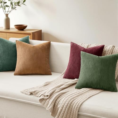 MIULEE Soft Corduroy Decorative Throw Pillow Covers Christmas Green 20x20 - Image 6
