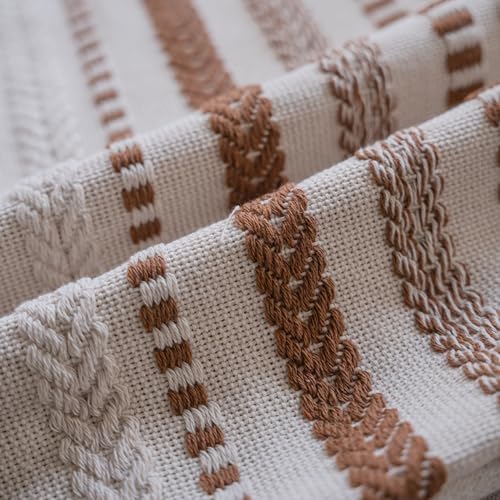 Cethom Brown Boho Lumbar Pillow Covers 14x36 Long, Stripe Textured Decorative - Image 5