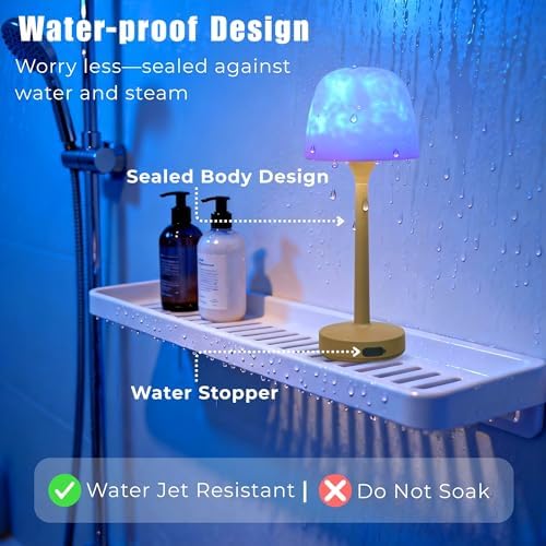 Waterproof Ocean Wave Projector Shower Light, Rechargeable, Remote Control - Image 6