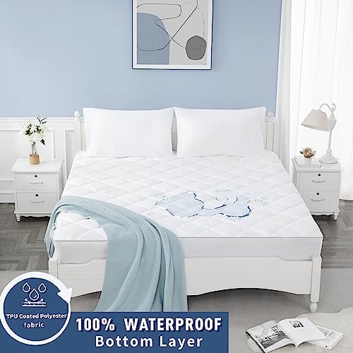 Sunflower Full Mattress Pad Waterproof, Cotton Mattress Protector - Image 4