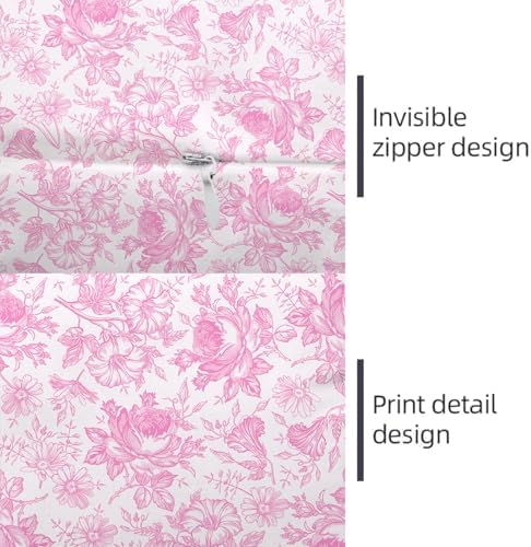 Pink and White Porcelain Floral Lumbar Pillow Cover 14x36 Long Body Pillow - Image 6
