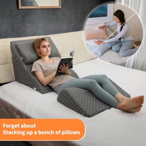 Adjustable Orthopedic Bed Wedge Pillow Set, Post Surgery Recovery, Memory Foam - Image 6