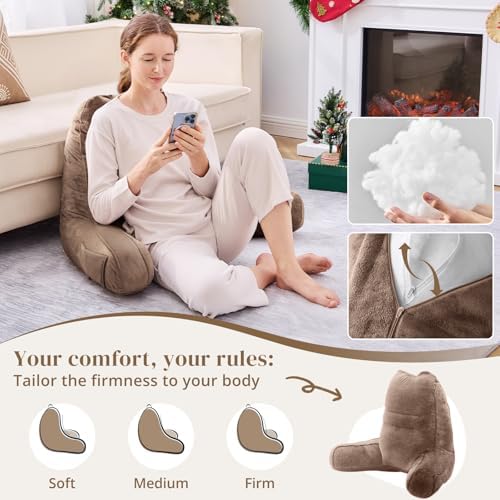 Sasttie Reading Pillow for Bed, Back Pillow for Sitting Up, Light Brown - Image 3