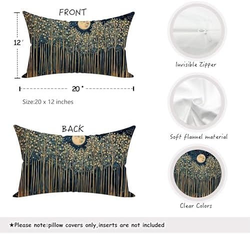 Rustic William Morris Inspired Night Forest Green Moon Decor Pillow Covers - Image 2
