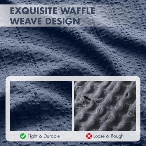 Decorative Waffle Euro Sham Pillow Covers 26x26 Navy Blue 2 Pack - Image 5