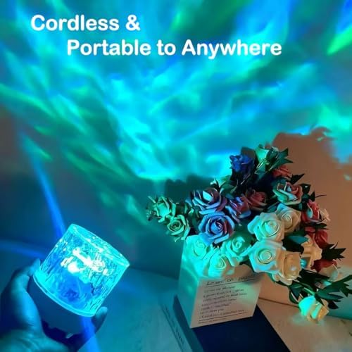 Rechargeable Shower Lights for Inside Shower-Ocean Wave Projector Light for Bathroom Bath Tub-Cordless LED Bathroom Lights 3D Water Ripple Light Ocean Lamp for Bathtub Relaxing Spa,Northern Aurora - Image 5