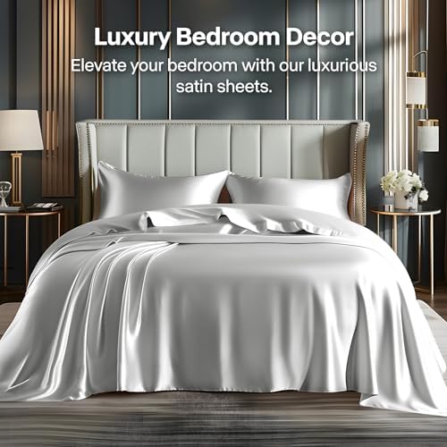 BEDELITE Satin Sheets Queen Size Bed Set, 4 Pieces - Image 2