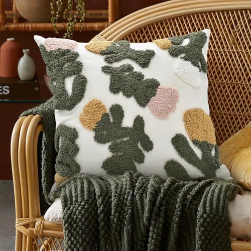 Throw Pillow Covers 18x18 Boho Tufted Fall Floral - Image 3