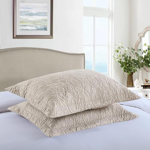 MarCielo 2 Pieces Microfiber Quilted Pillow Shams Soft Pillow Covers - Image 2