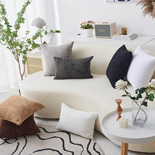 Home Brilliant Brown Couch Pillow Covers Set of 2 Soft Striped Velvet - Image 6