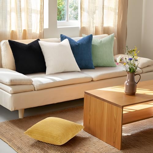 Mecatny Corduroy Decorative Throw Pillow Covers 16x16 Set of 2 Sage Green - Image 5