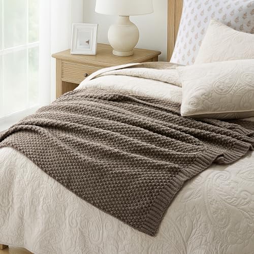 EVERGRACEHOME Chunky Chenille Knit Throw Blanket, 60 x 80, Mocha Brown - Image 6